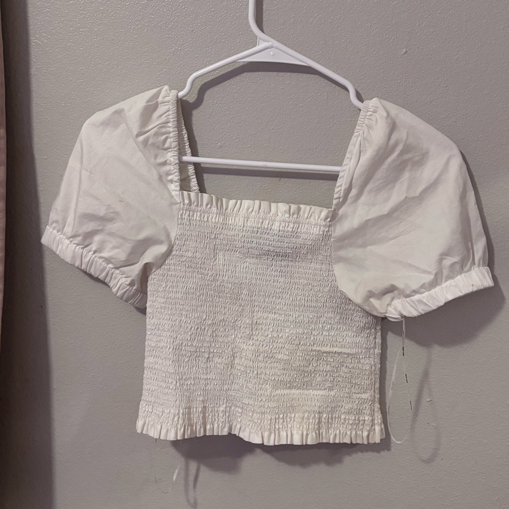 White Puff Sleeve Top